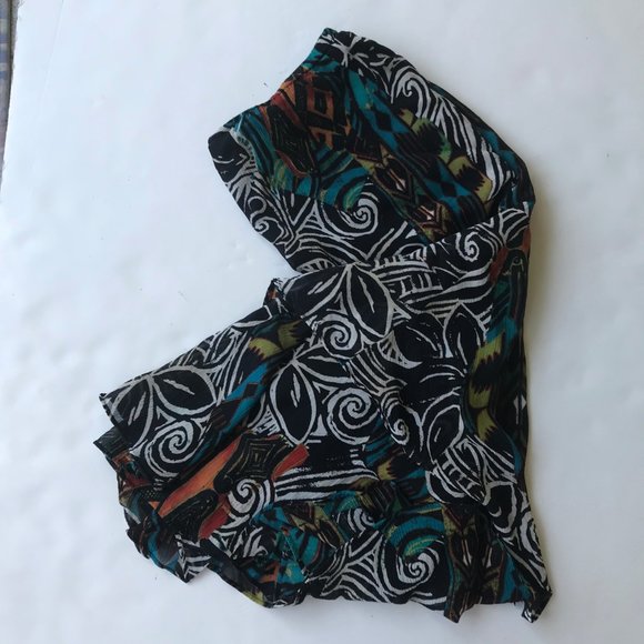 Chico's Silk Skirt Lined Tribal Asymmetrical Boho - Picture 2 of 11